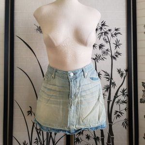 [Paris Blues] Ice Blue Whiskered Denim Miniskirt